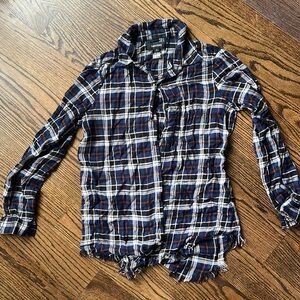 Karenkane distressed flanel very soft too small for me size small blue plaid